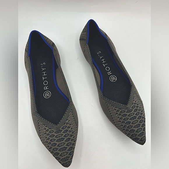 RETIRED Rothy’s The Point Flat Walnut Snake Print Shoes PointedPython 8 RARE
